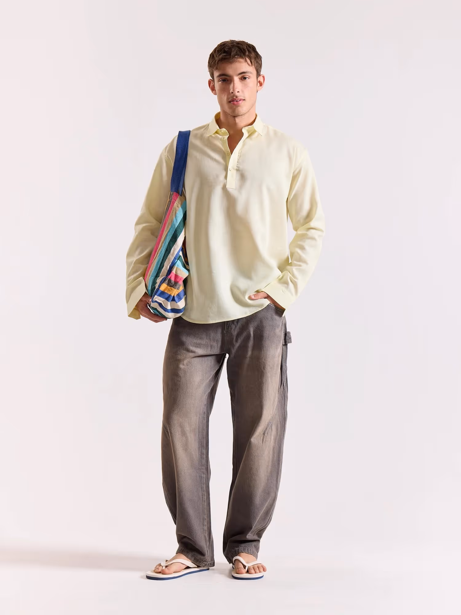 Light Yellow Linen Blend Pullover image 1