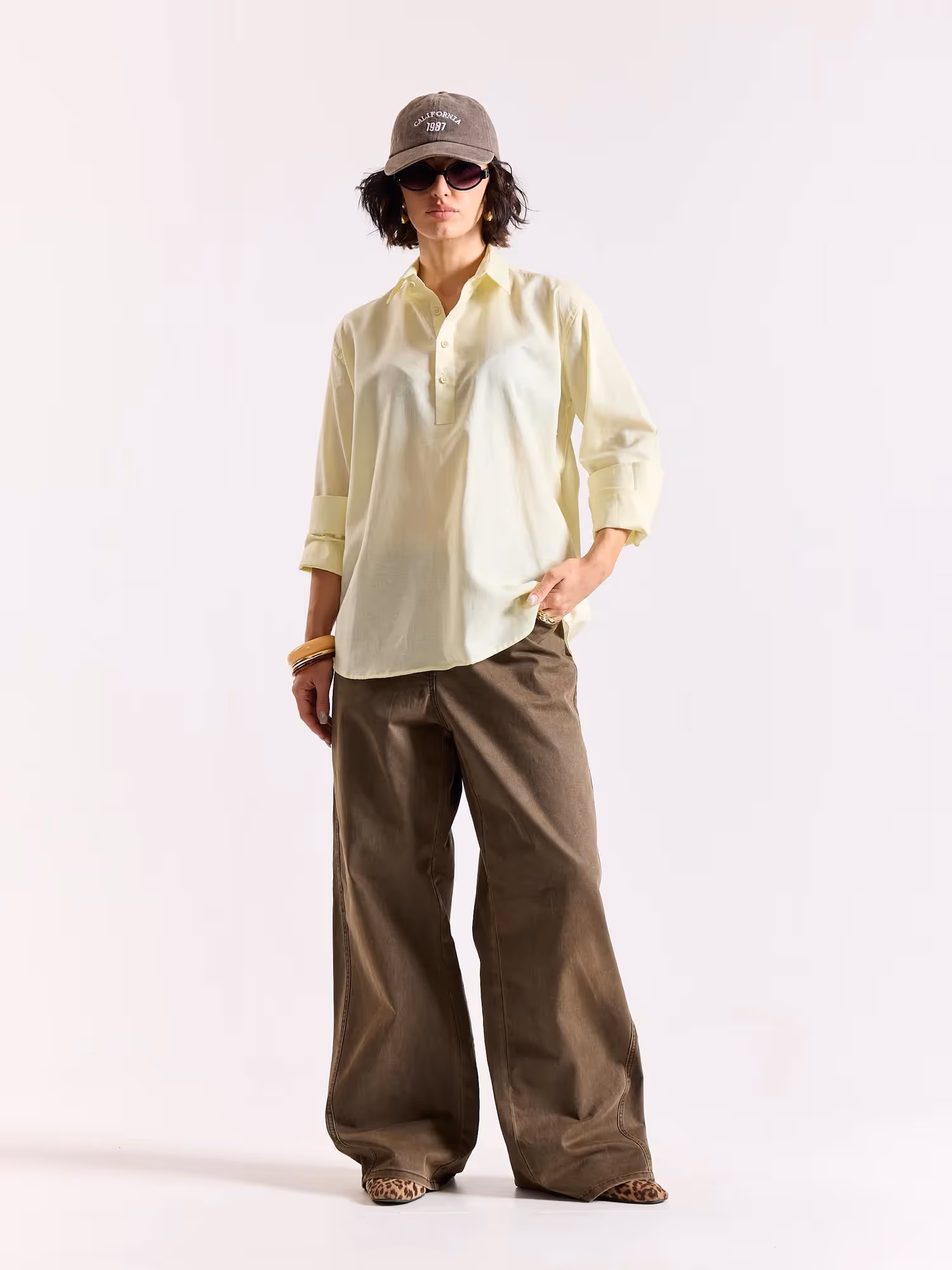 Light Yellow Linen Blend Pullover image 2