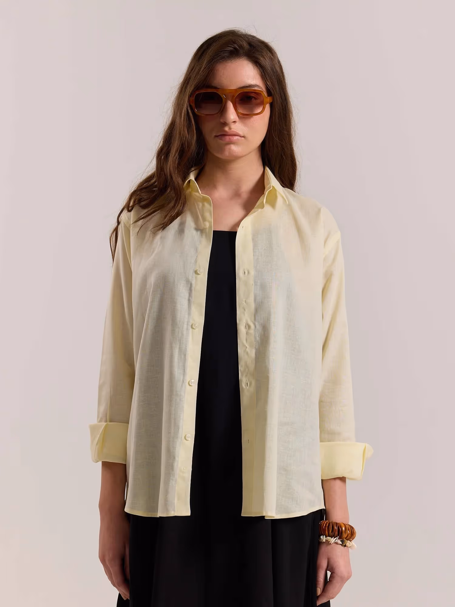 Light Yellow Linen-blend Shirt image 4