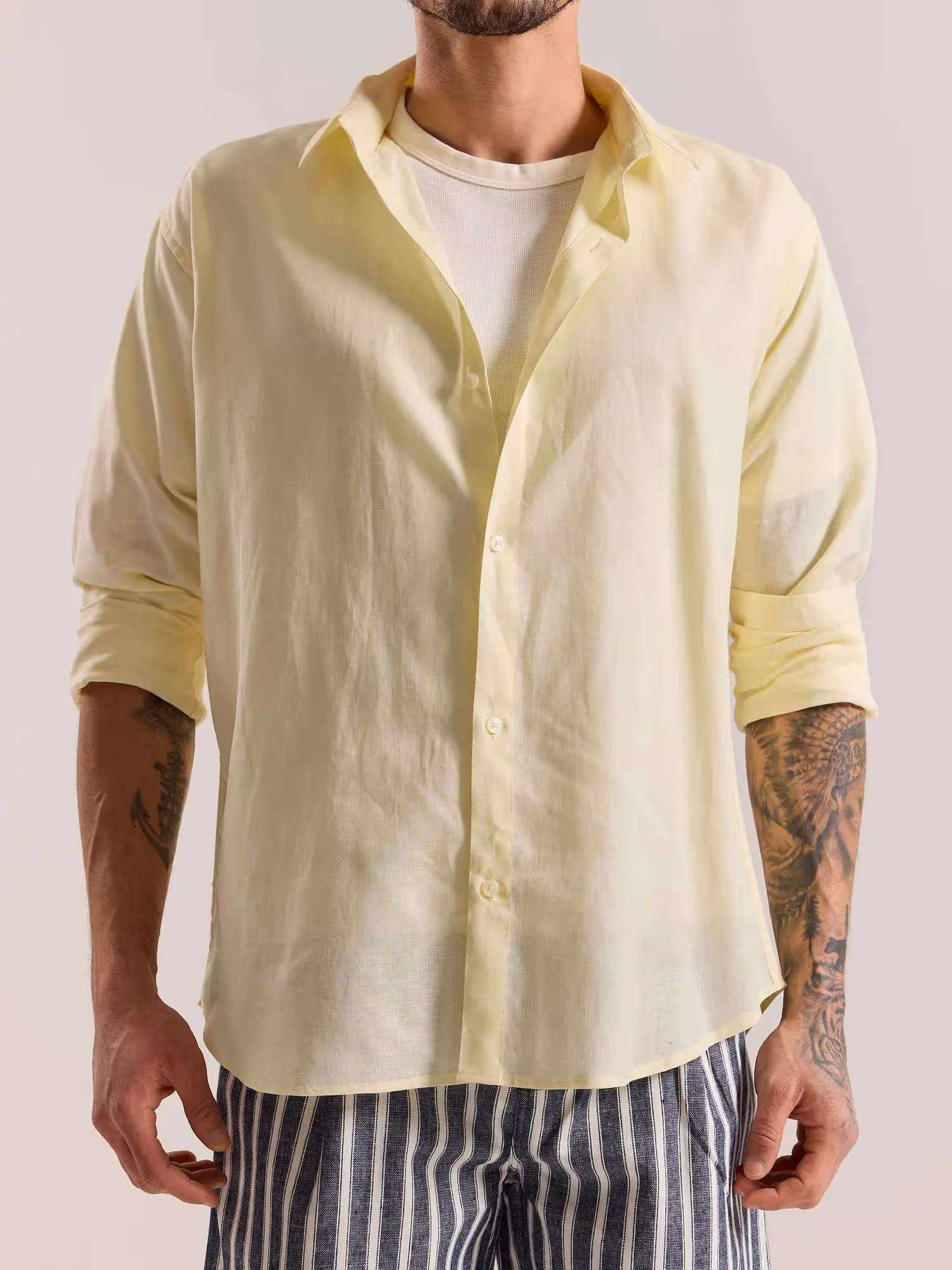 Light Yellow Linen-blend Shirt image 6