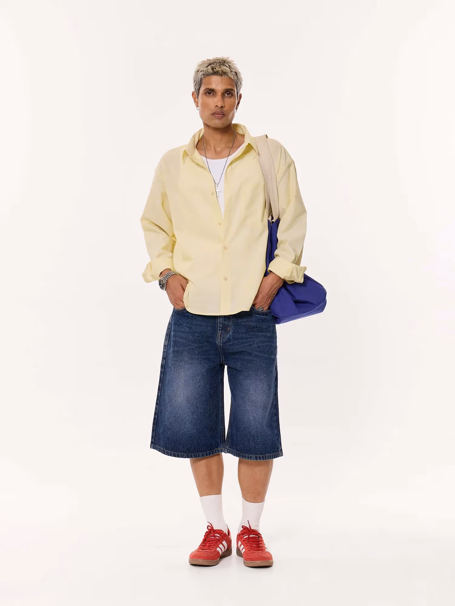 Light Yellow Oversized Cropped Shirt image 1