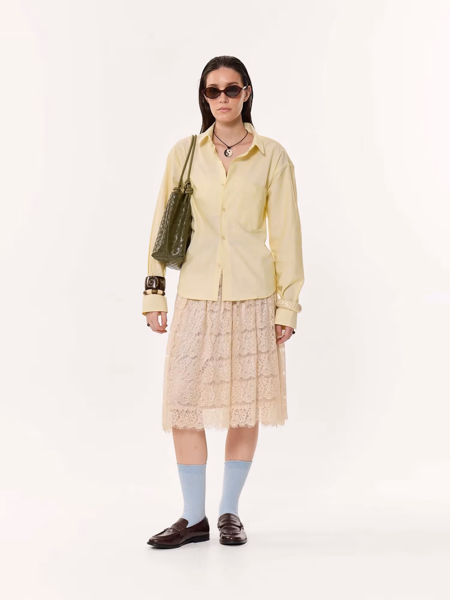 Light Yellow Oversized Cropped Shirt image 2