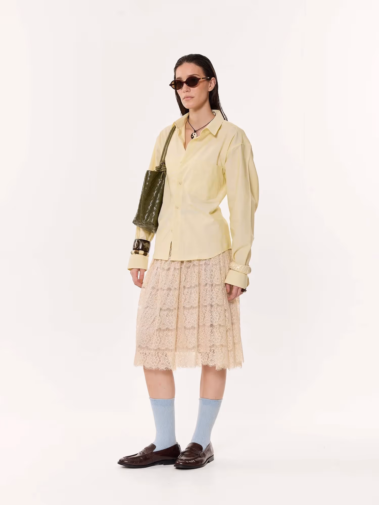 Light Yellow Oversized Cropped Shirt image 3