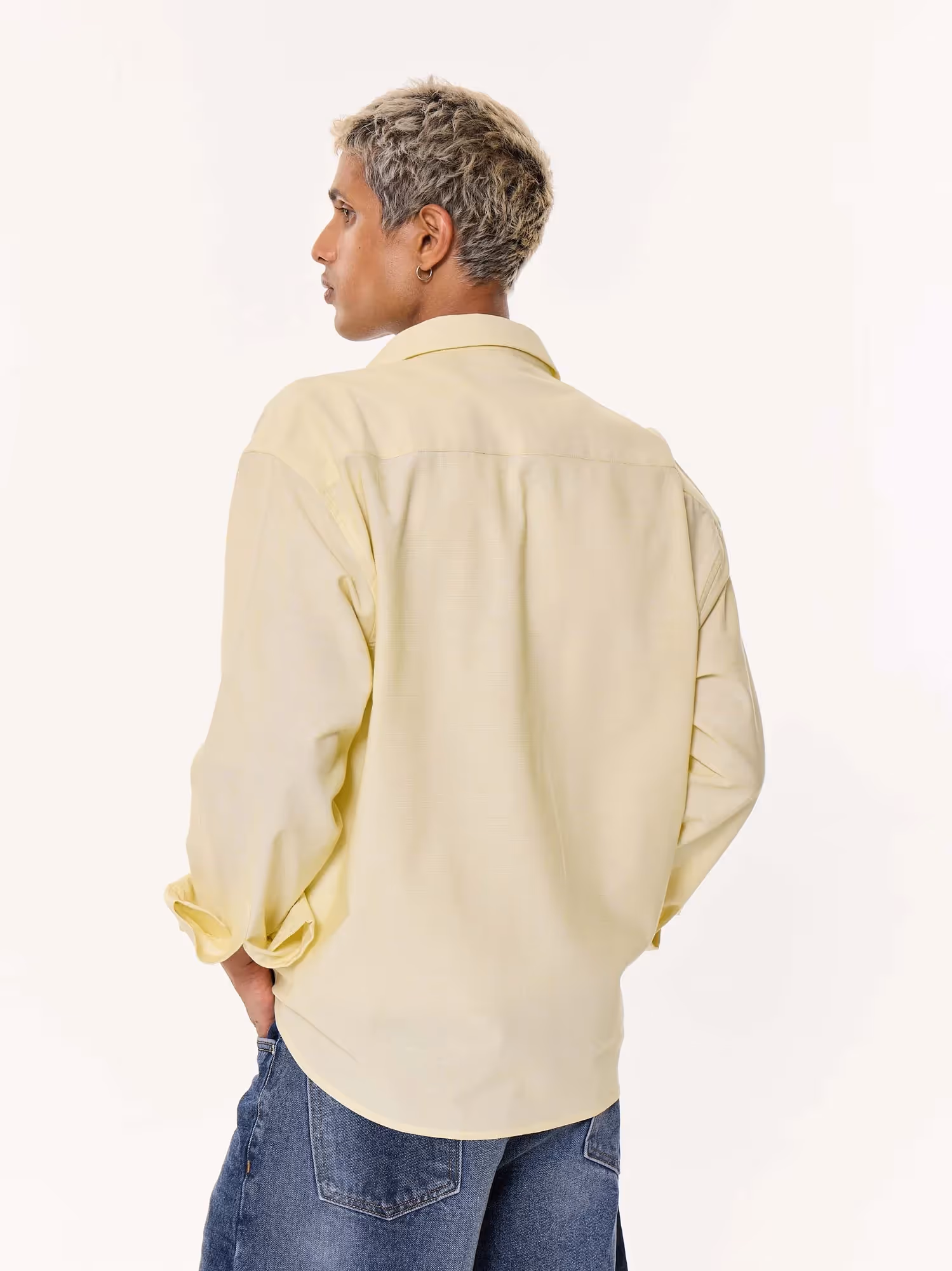Light Yellow Oversized Cropped Shirt image 7