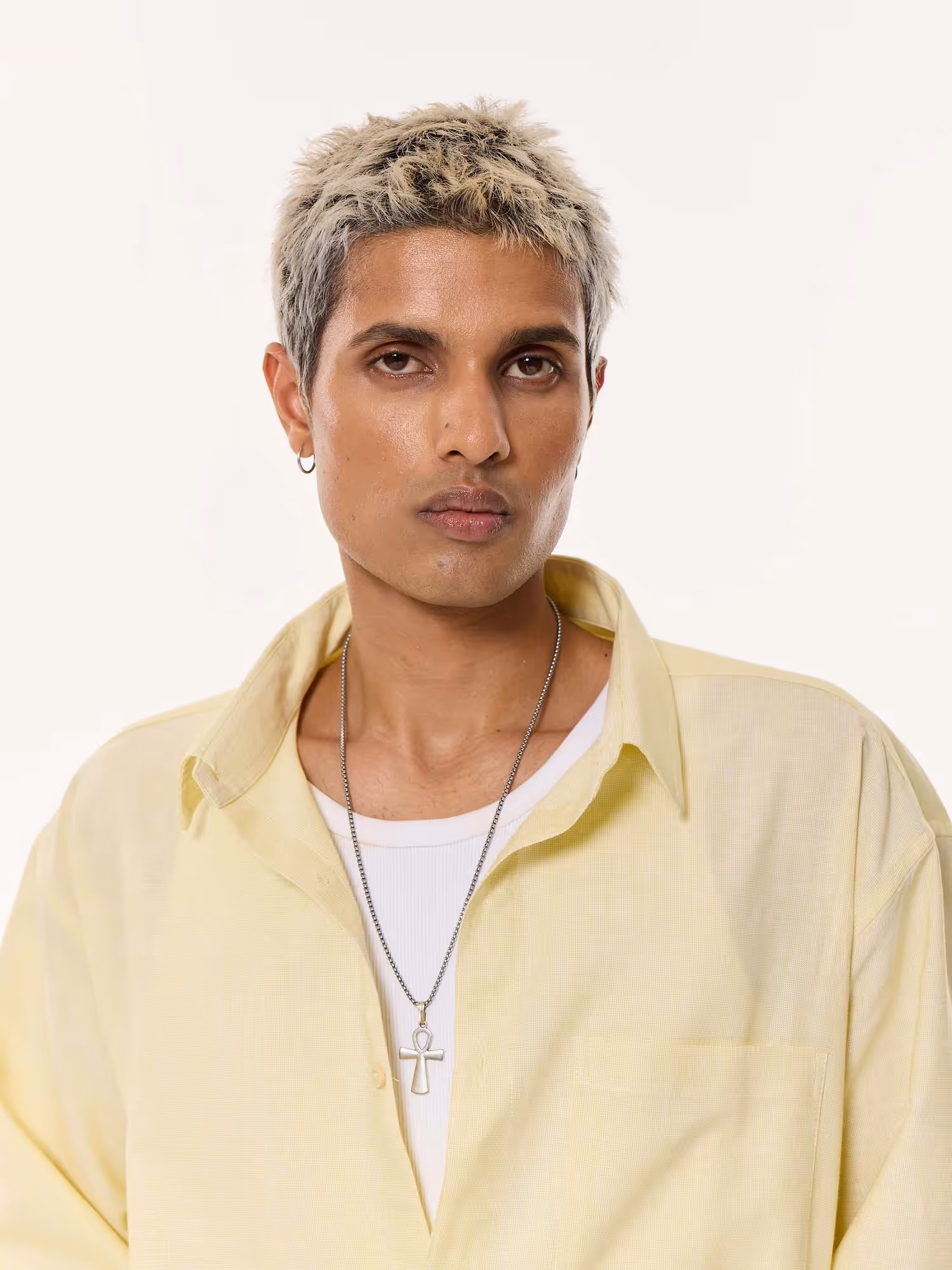 Light Yellow Oversized Cropped Shirt image 8