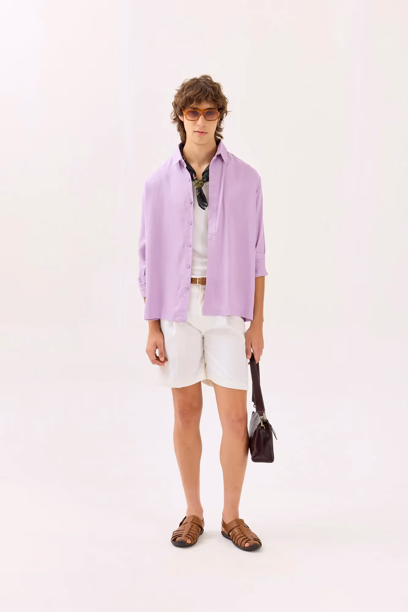 Lilac Textured Drape Shirt image 1