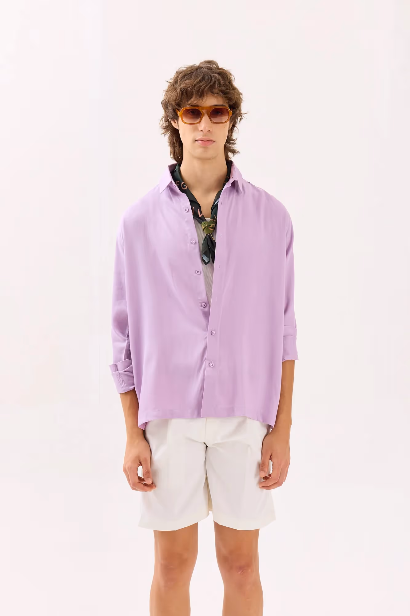 Lilac Textured Drape Shirt image 2