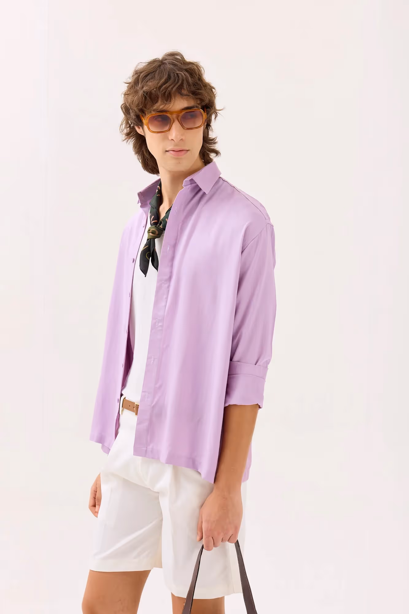 Lilac Textured Drape Shirt image 3