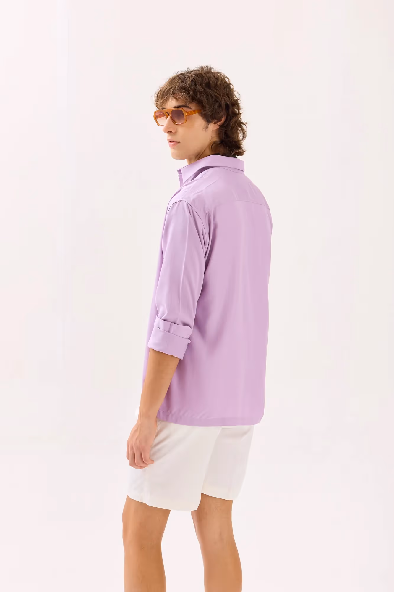 Lilac Textured Drape Shirt image 6