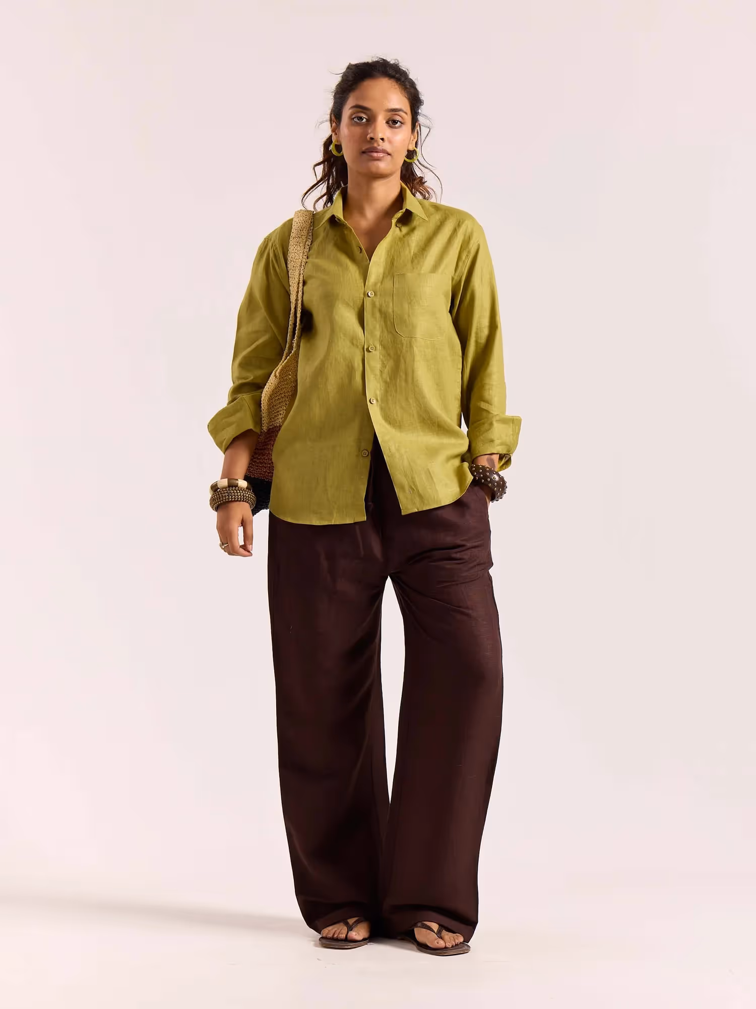 Lime Green 60s Lea Linen Shirt image 2