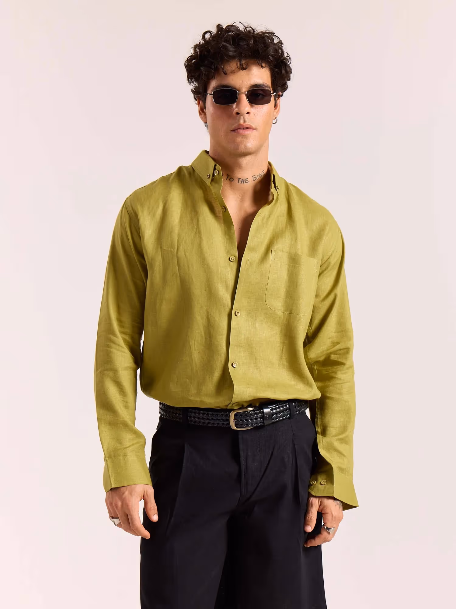 Lime Green 60s Lea Linen Shirt image 3