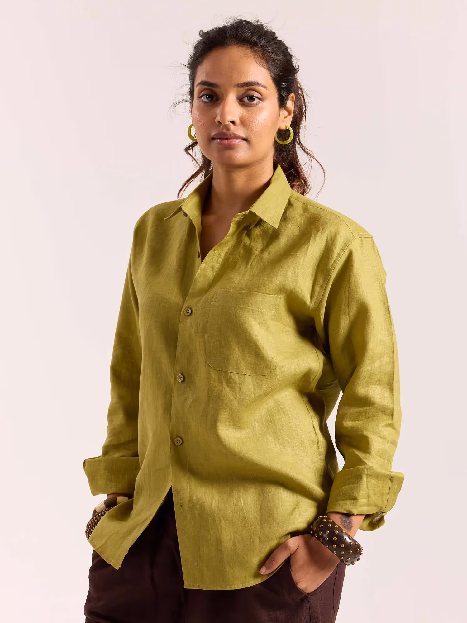 Lime Green 60s Lea Linen Shirt image 5