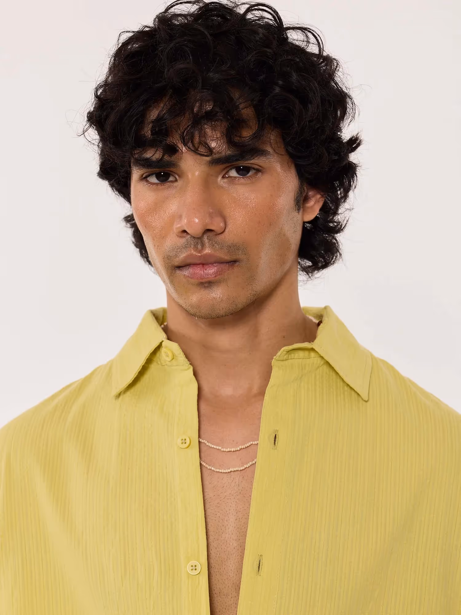 Lime Green Textured Cropped Shirt image 7