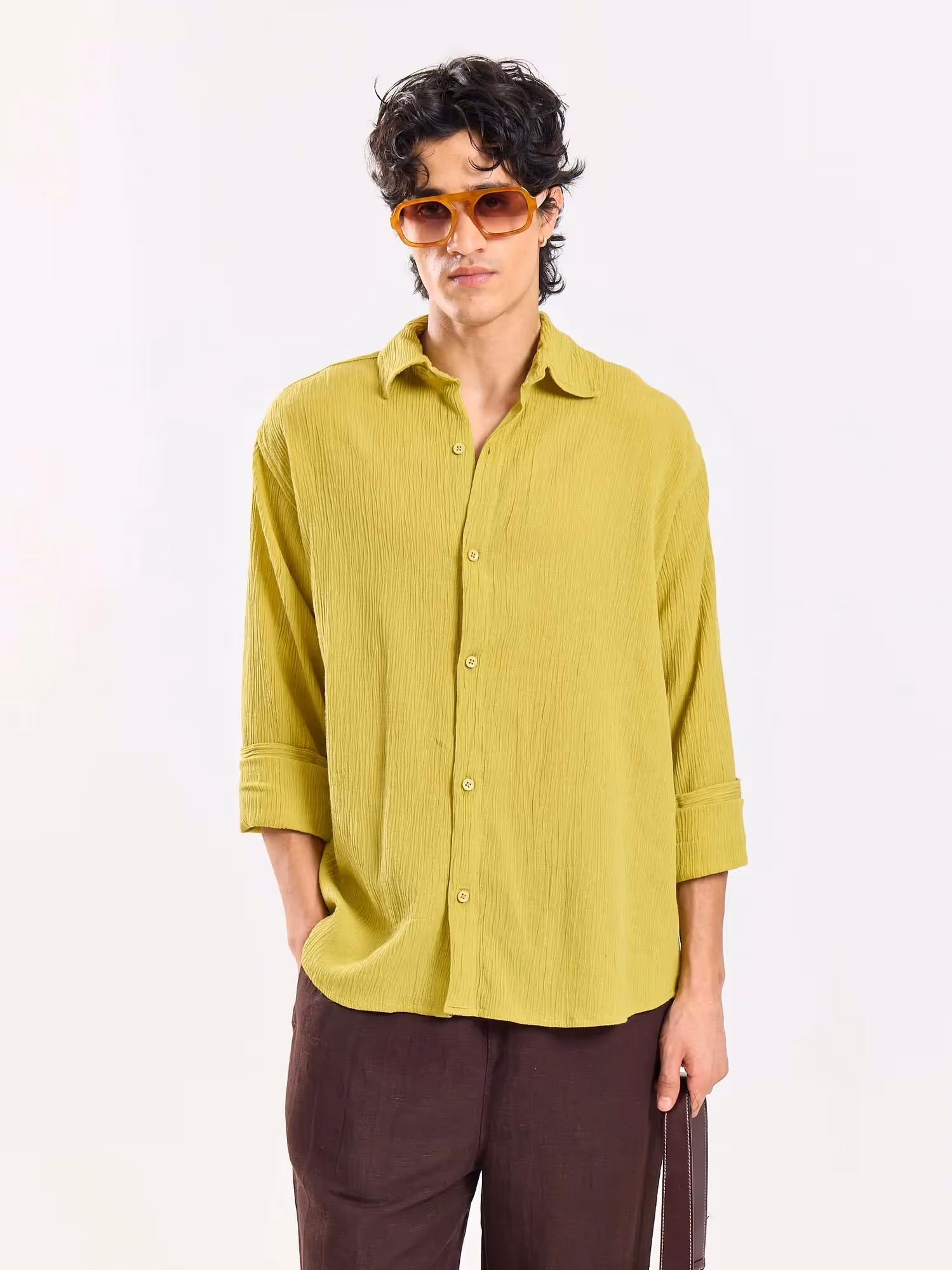 Lime Green Wrinkled Shirt image 2