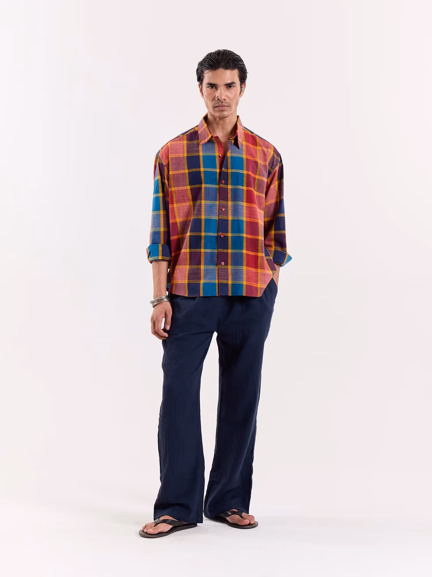 Madras Plaid Checkered Cropped Shirt image 1