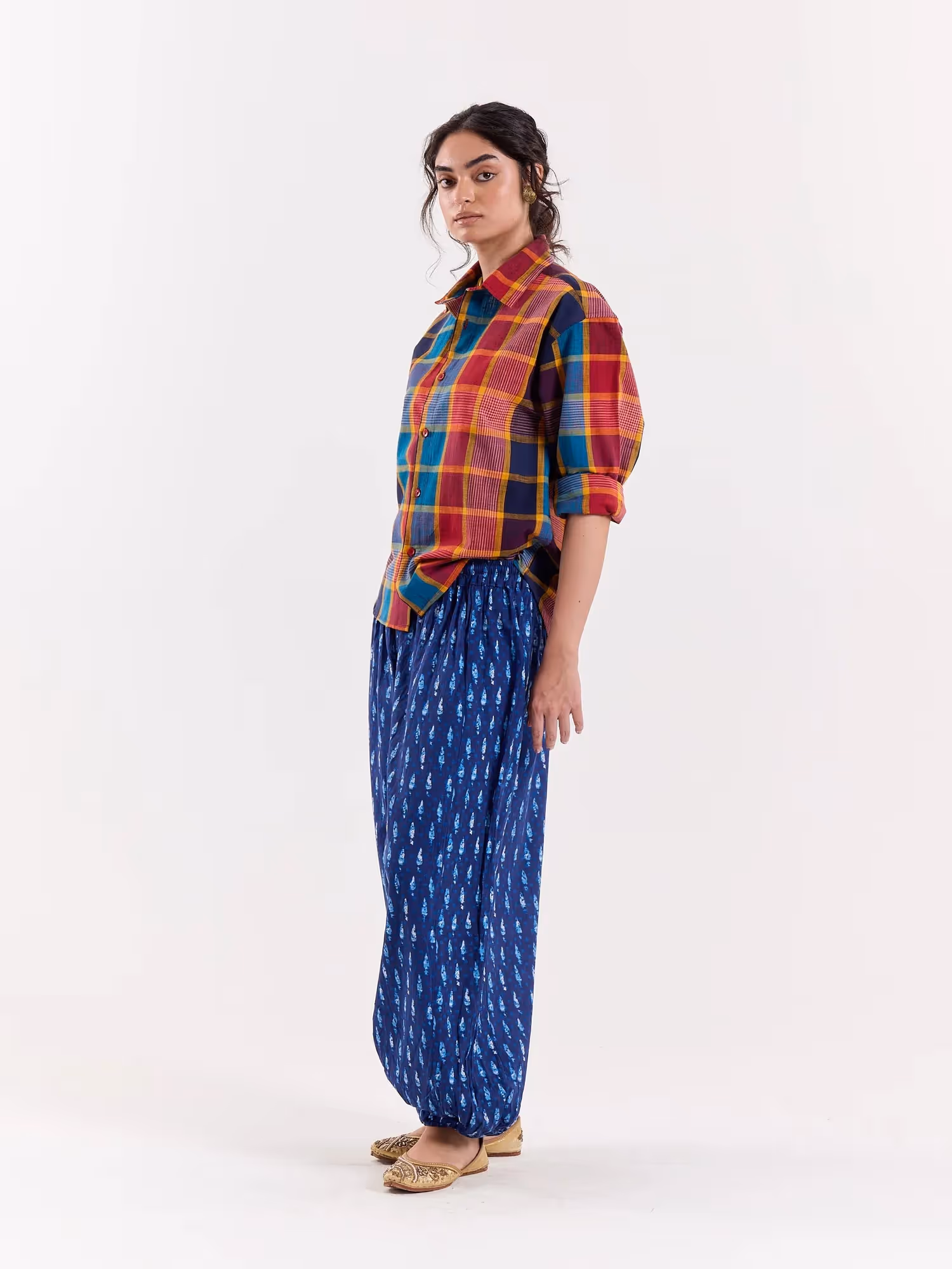 Madras Plaid Checkered Cropped Shirt  image 2