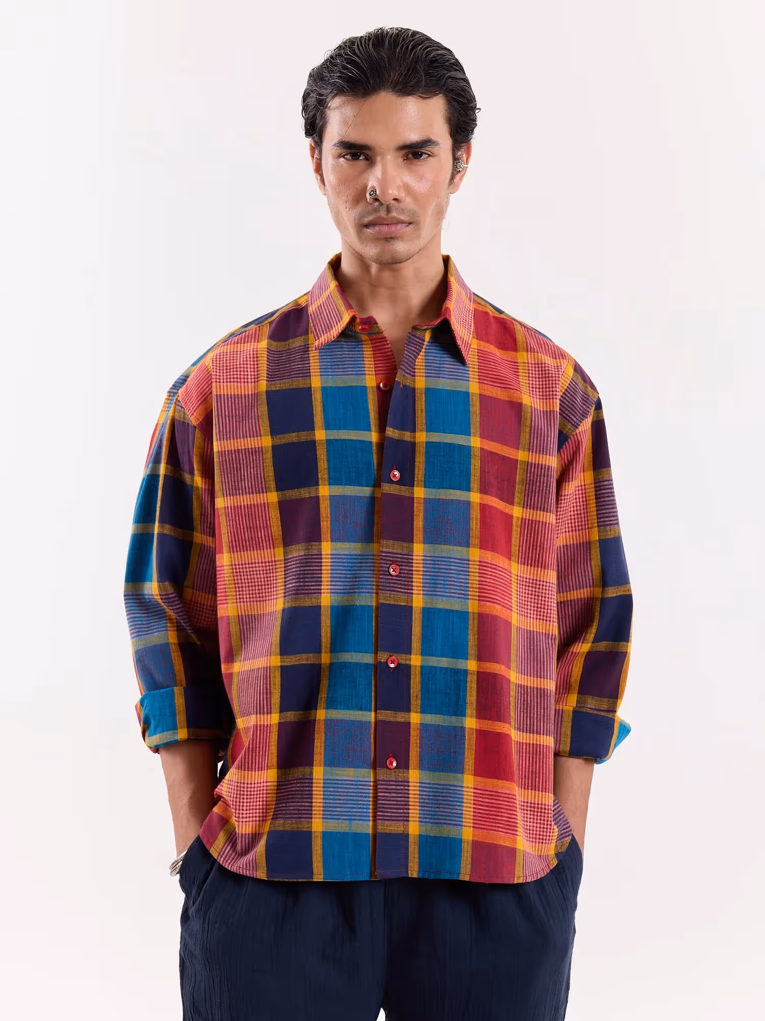 Madras Plaid Checkered Cropped Shirt  image 3