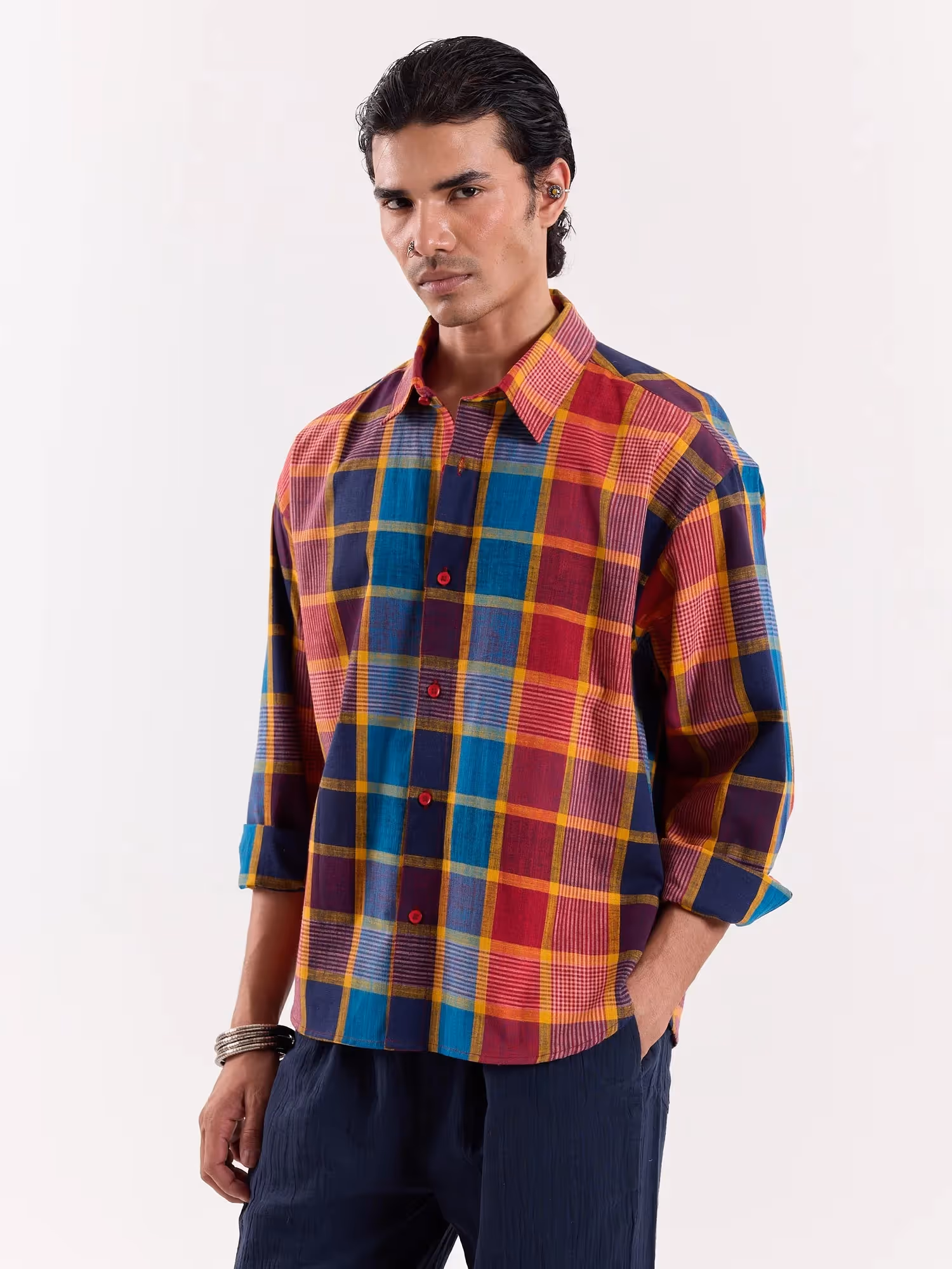 Madras Plaid Checkered Cropped Shirt  image 5