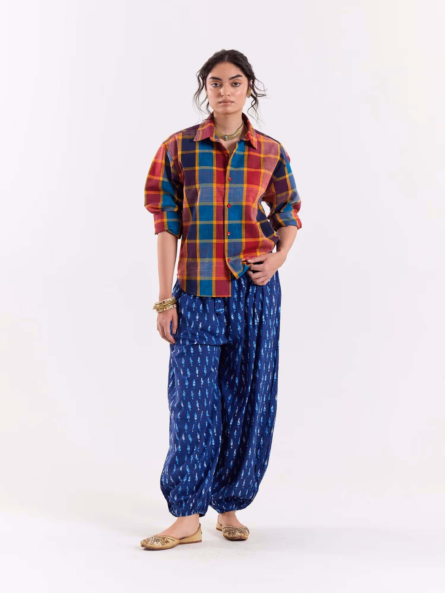 Madras Plaid Checkered Cropped Shirt  image 7
