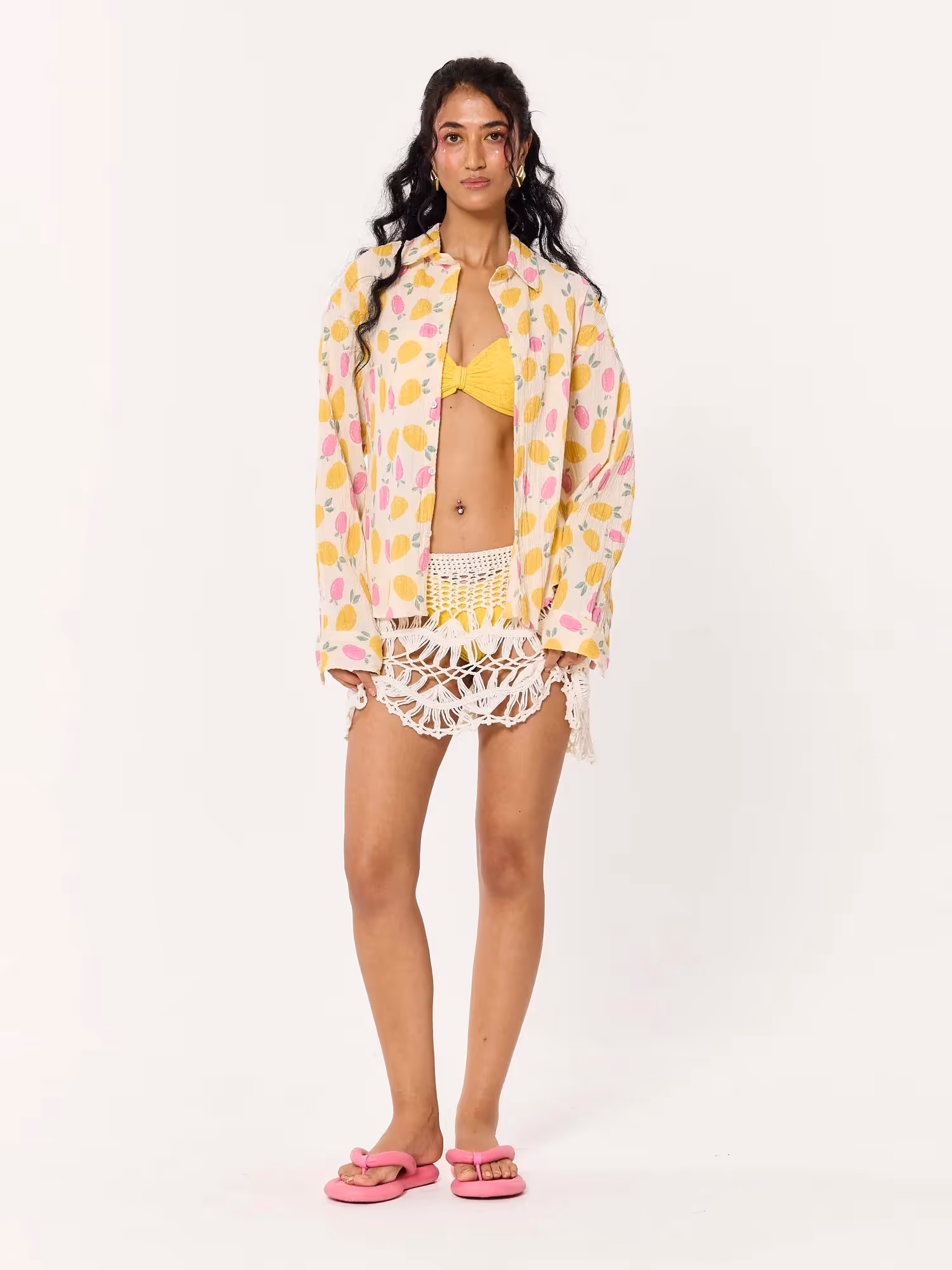 Mango Berry Crinkled Cropped Shirt image 2