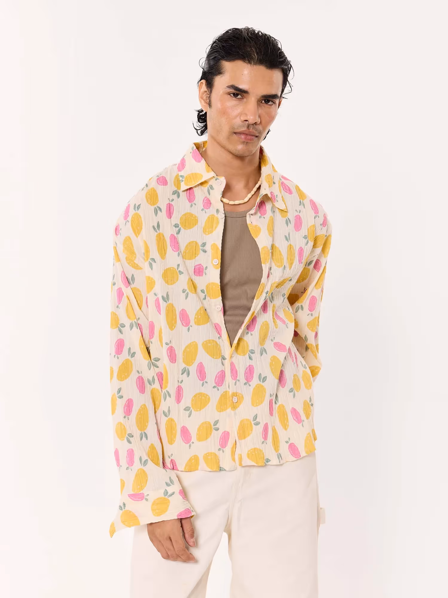 Mango Berry Crinkled Cropped Shirt image 3