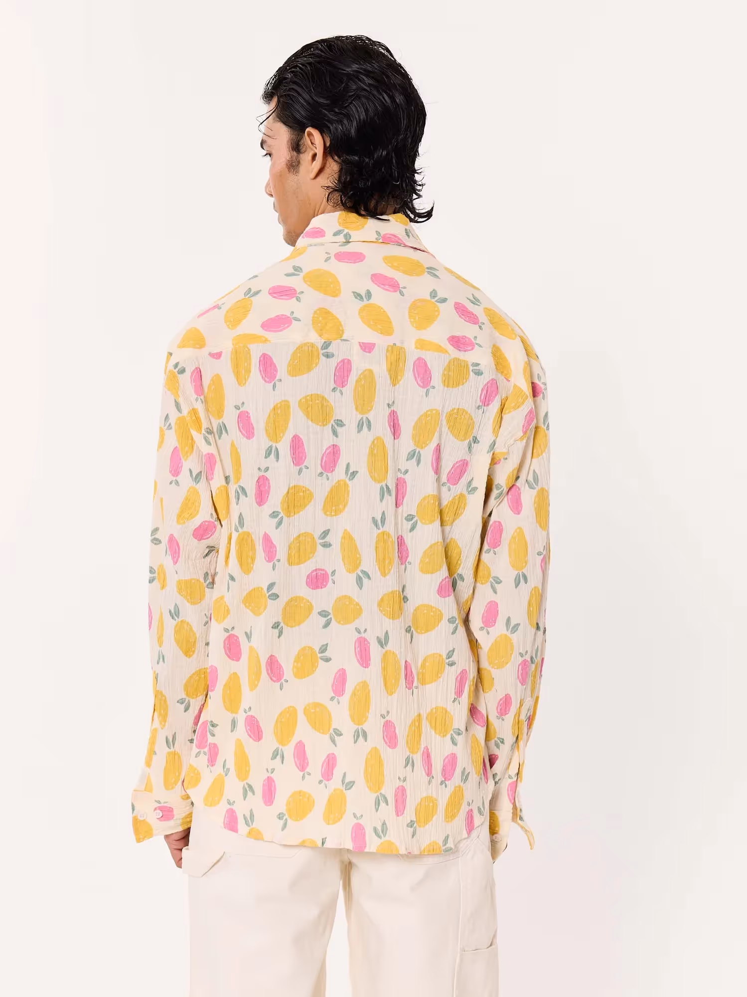 Mango Berry Crinkled Cropped Shirt image 5