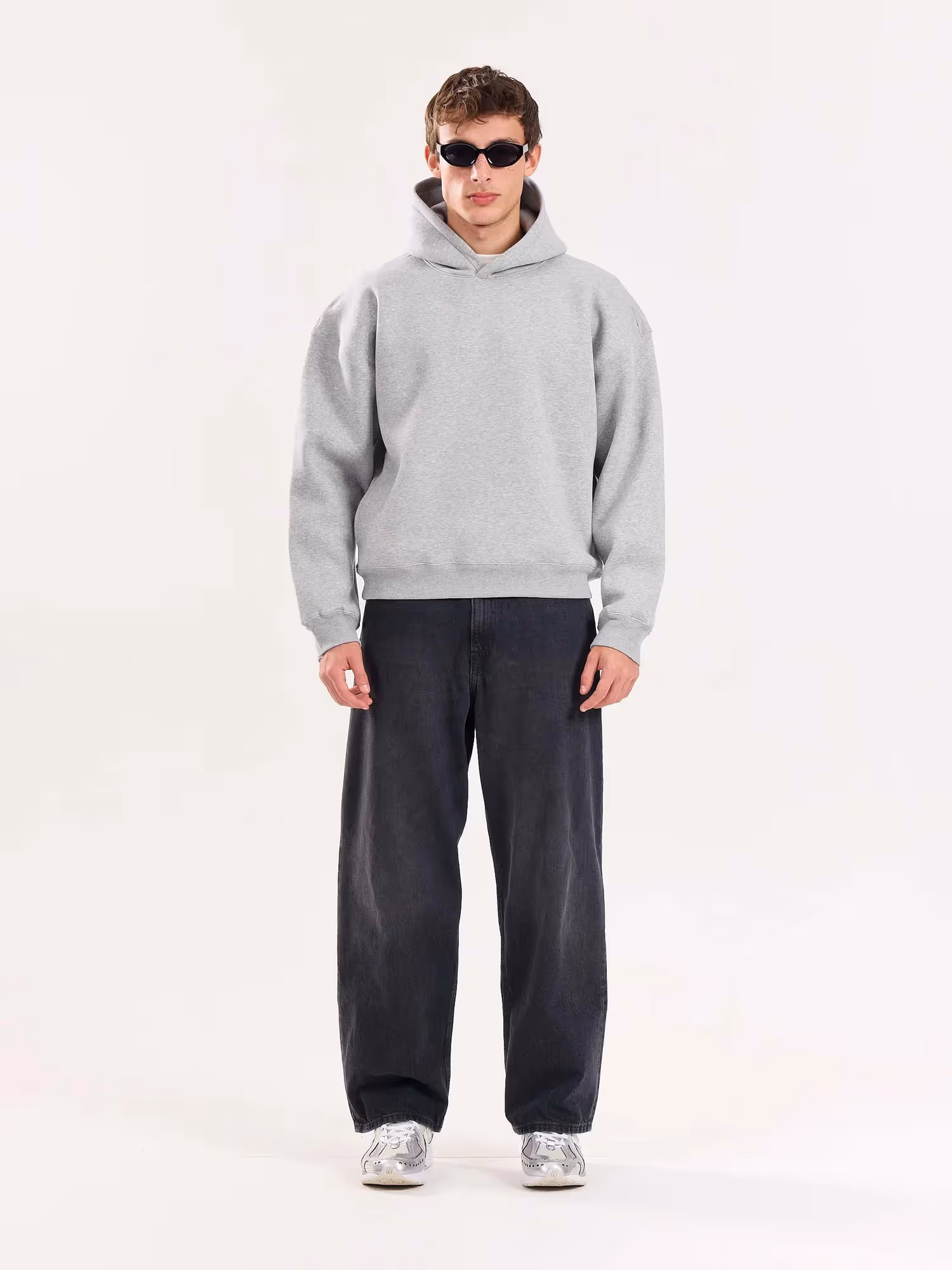 Marl Grey Cropped Fit Hoodie image 1