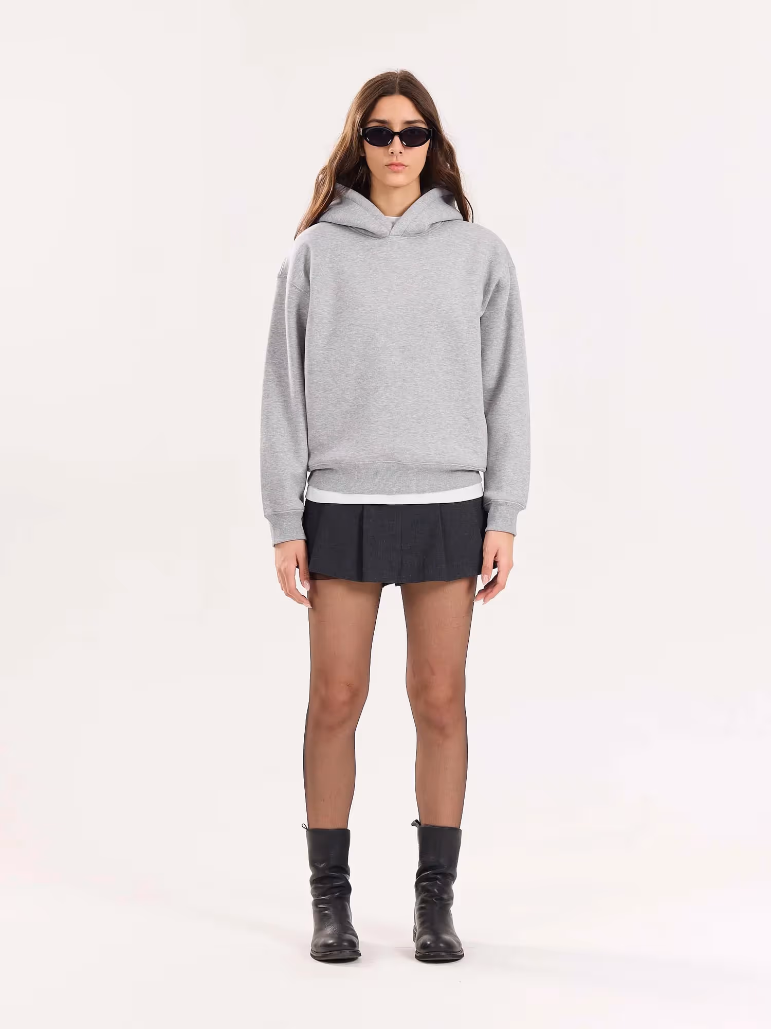 Marl Grey Cropped Fit Hoodie  image 3