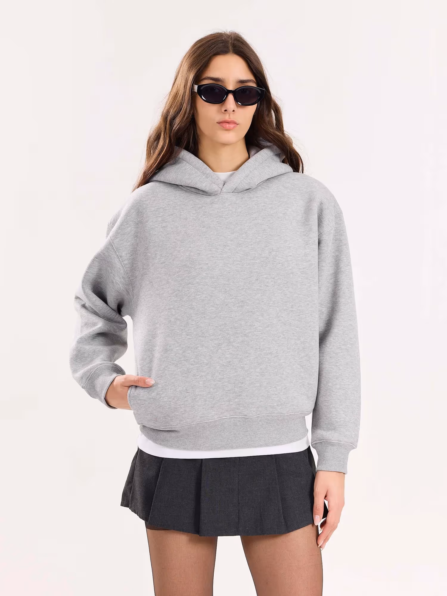 Marl Grey Cropped Fit Hoodie  image 4