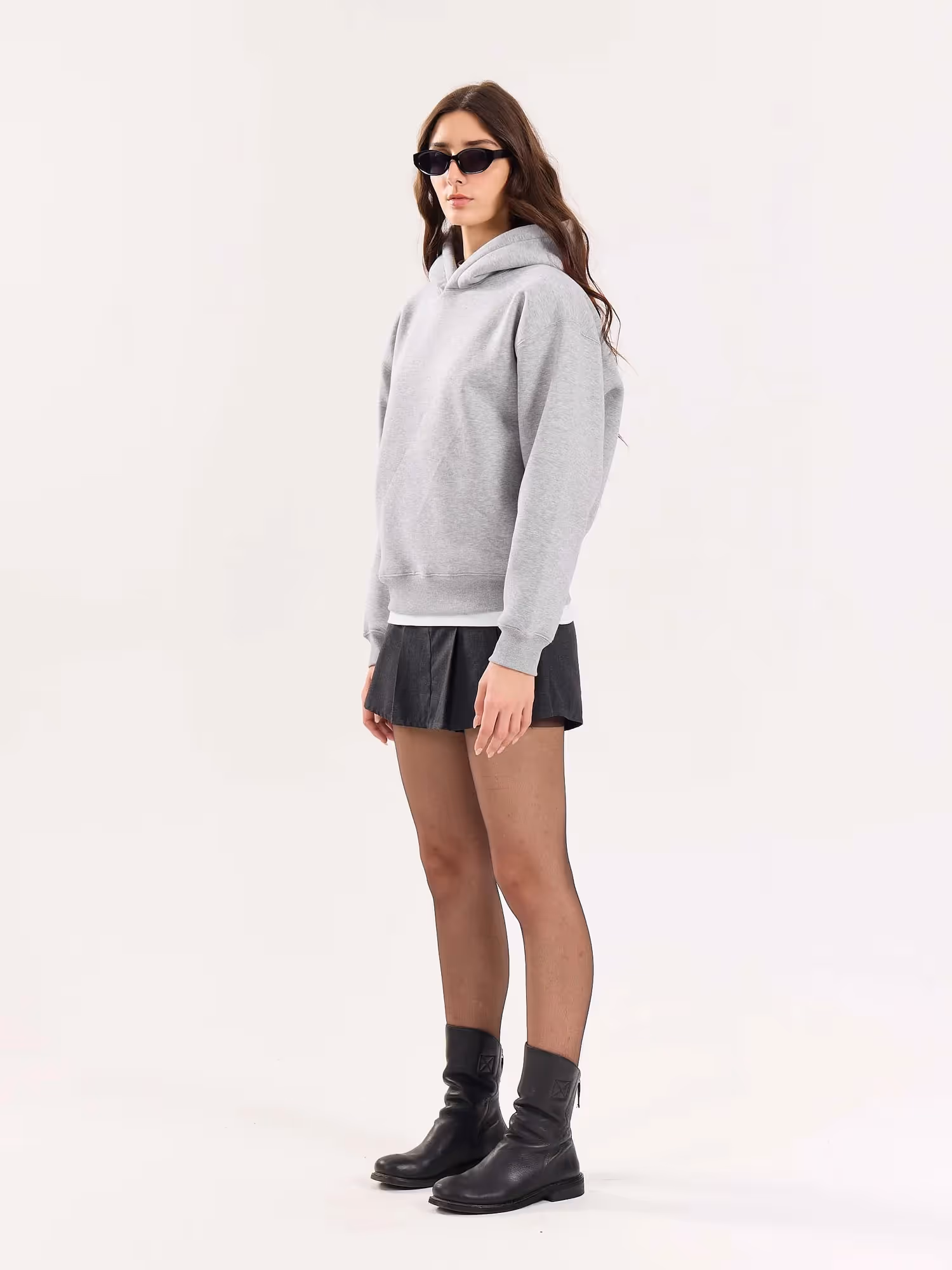 Marl Grey Cropped Fit Hoodie  image 5