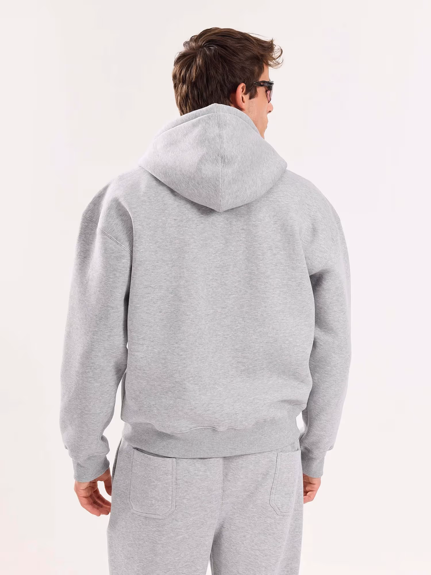 Marl Grey Cropped Zip-Up Hoodie  image 8