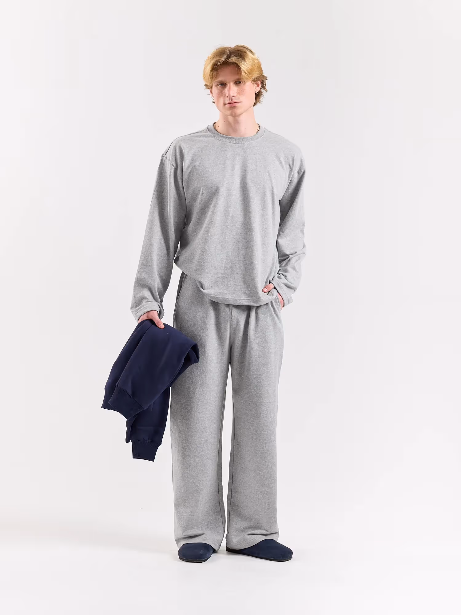 Marl Grey Loose Fit Cropped T-Shirt image 1