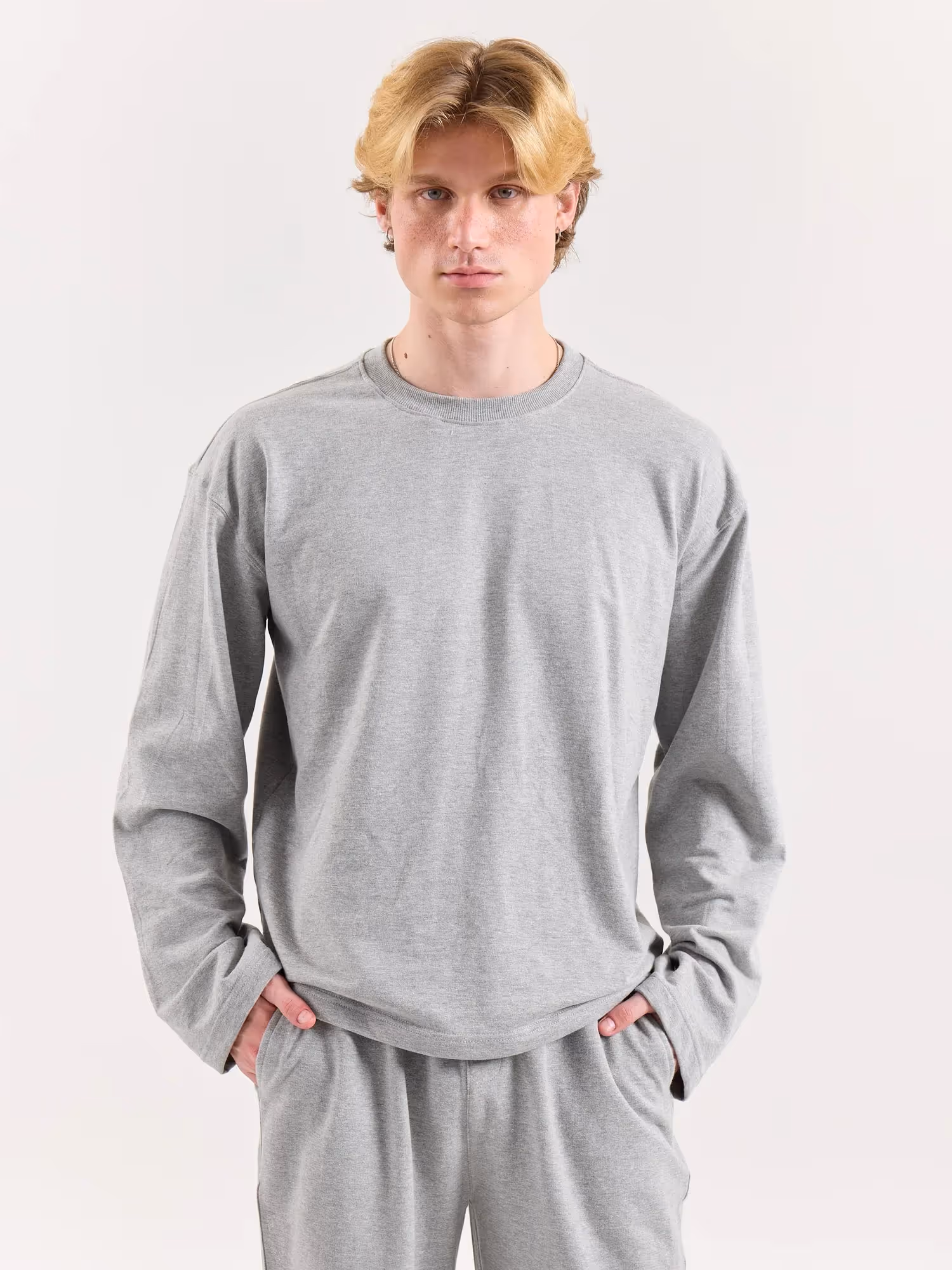 Marl Grey Loose Fit Cropped T-Shirt image 3