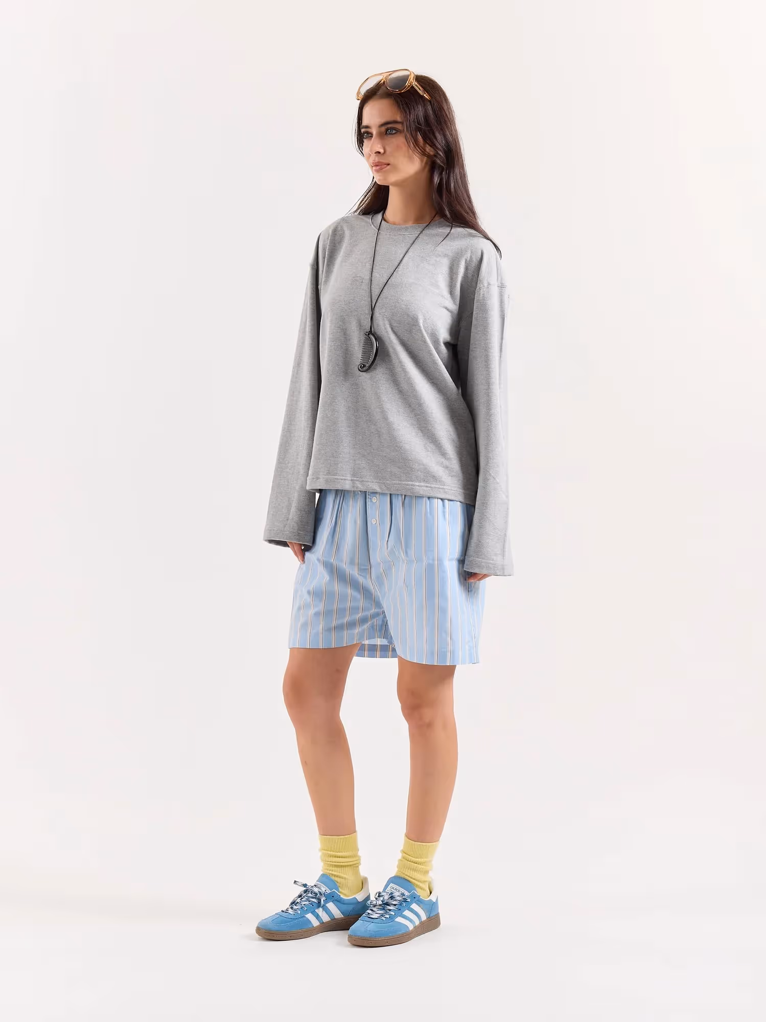 Marl Grey Loose Fit Cropped T-Shirt image 4