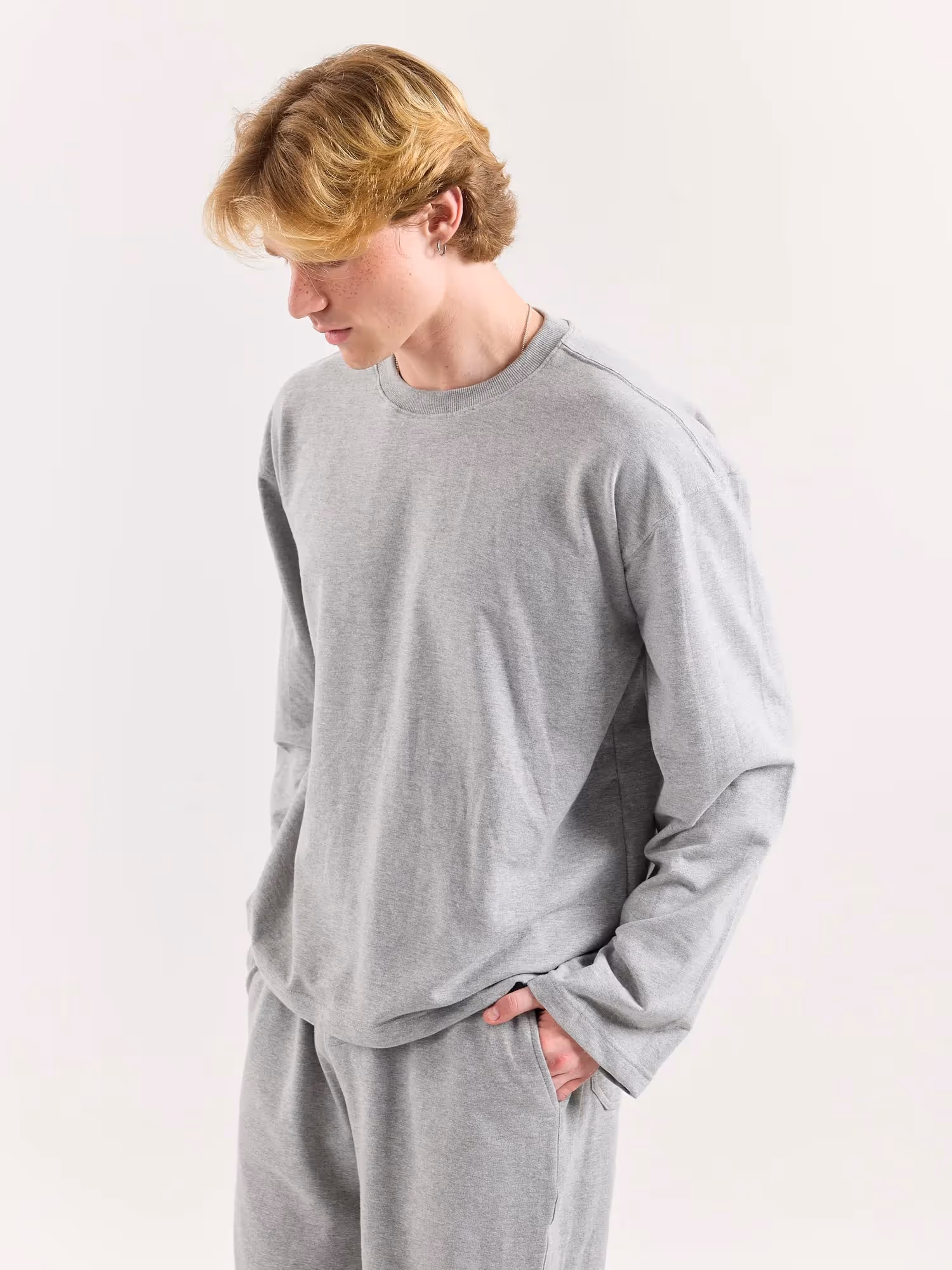 Marl Grey Loose Fit Cropped T-Shirt image 5