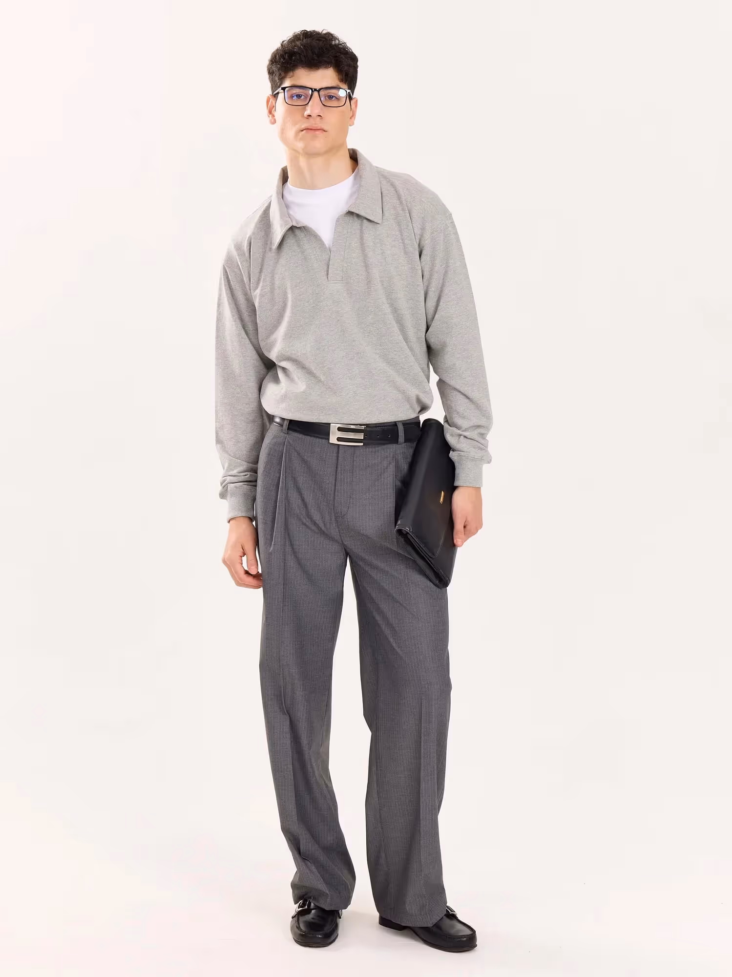 Marl Grey Terry Polo Tee image 1