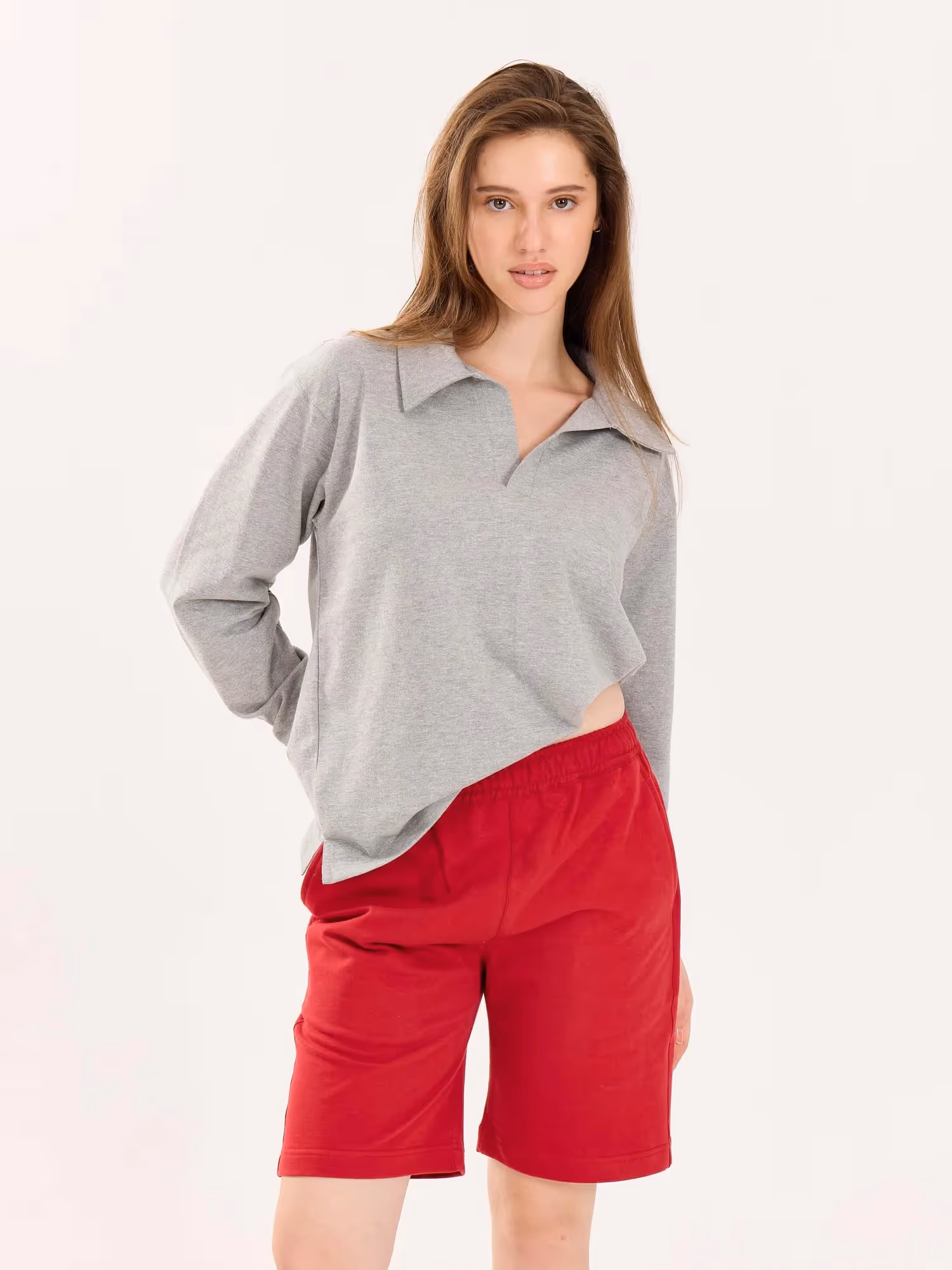 Marl Grey Terry Polo Tee image 4