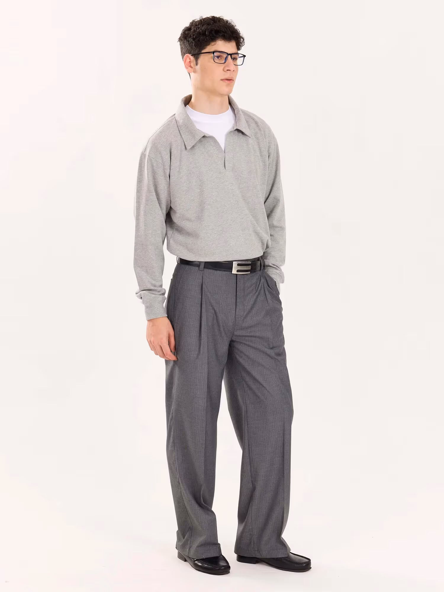 Marl Grey Terry Polo Tee image 5