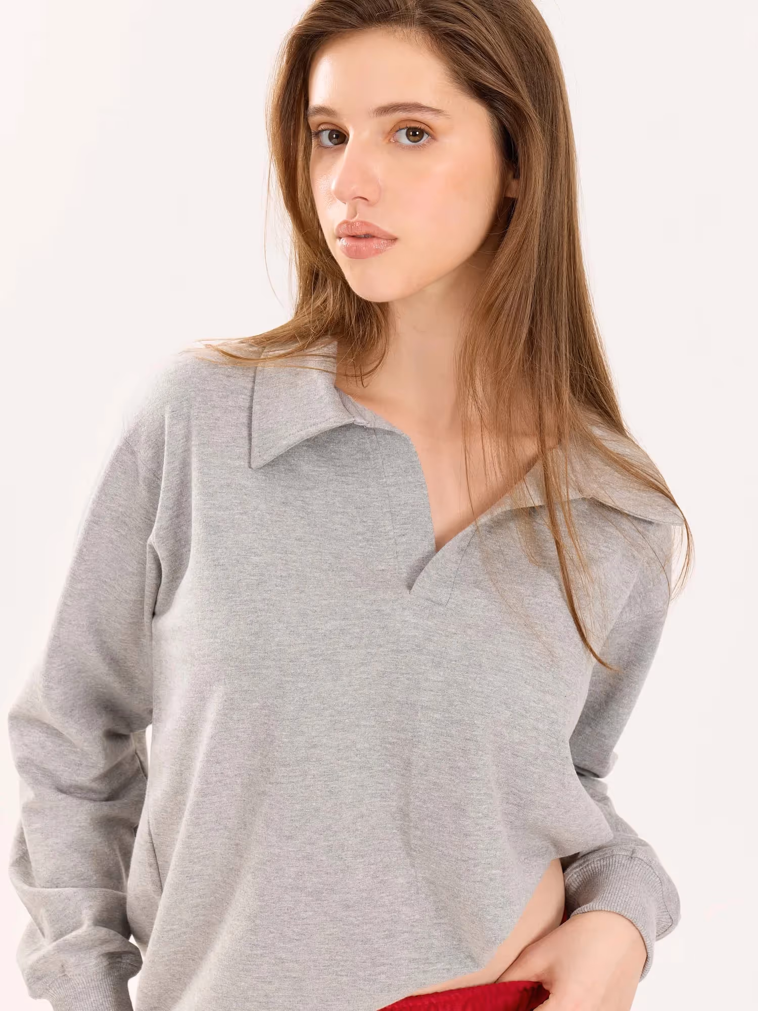 Marl Grey Terry Polo Tee image 7