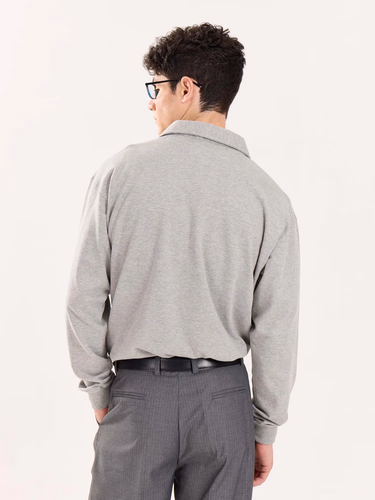 Marl Grey Terry Polo Tee image 8