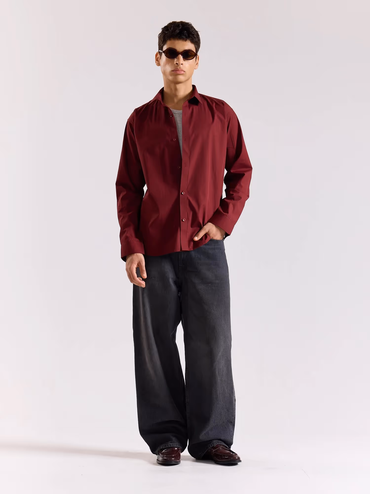 Maroon Poplin Shirt image 1