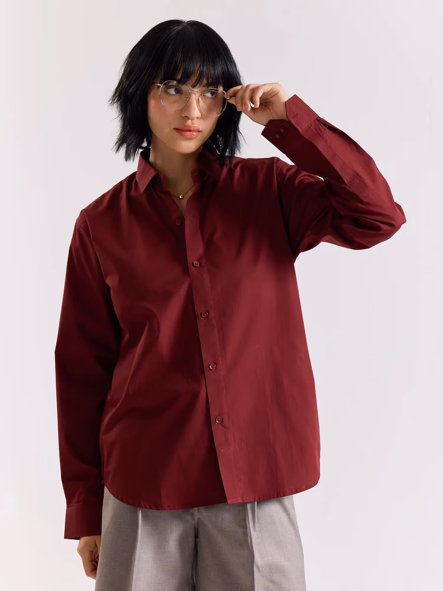 Maroon Poplin Shirt  image 2