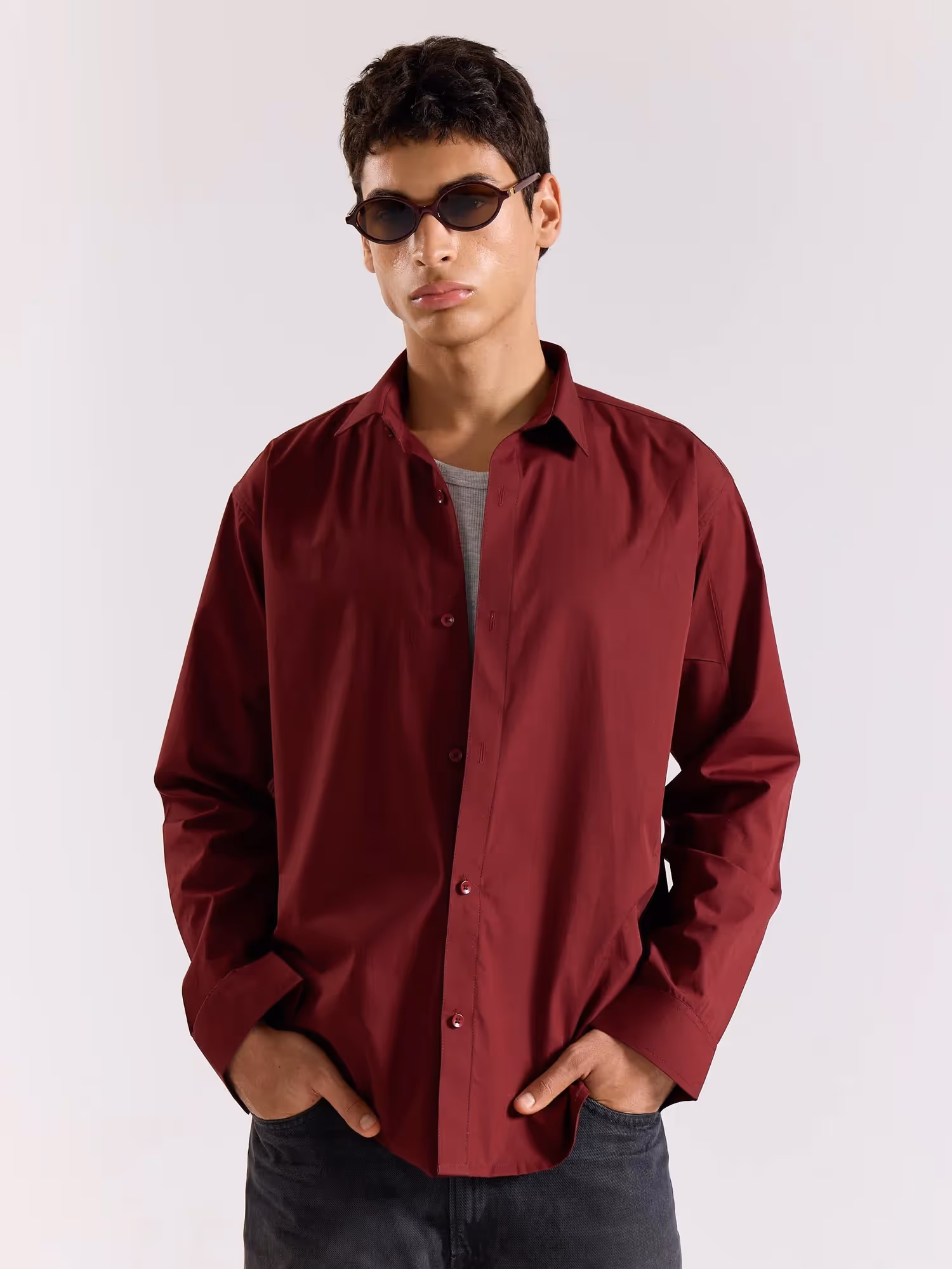 Maroon Poplin Shirt  image 5