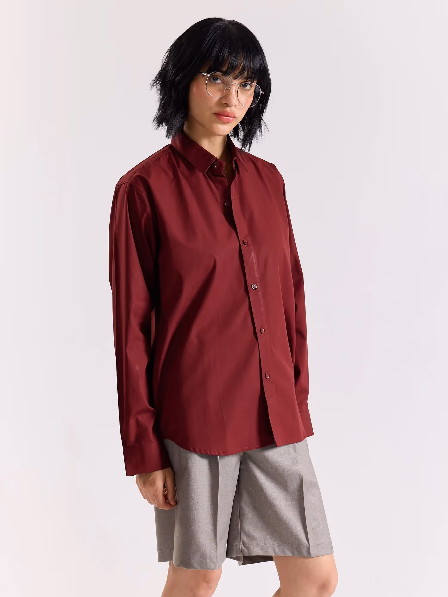 Maroon Poplin Shirt  image 6
