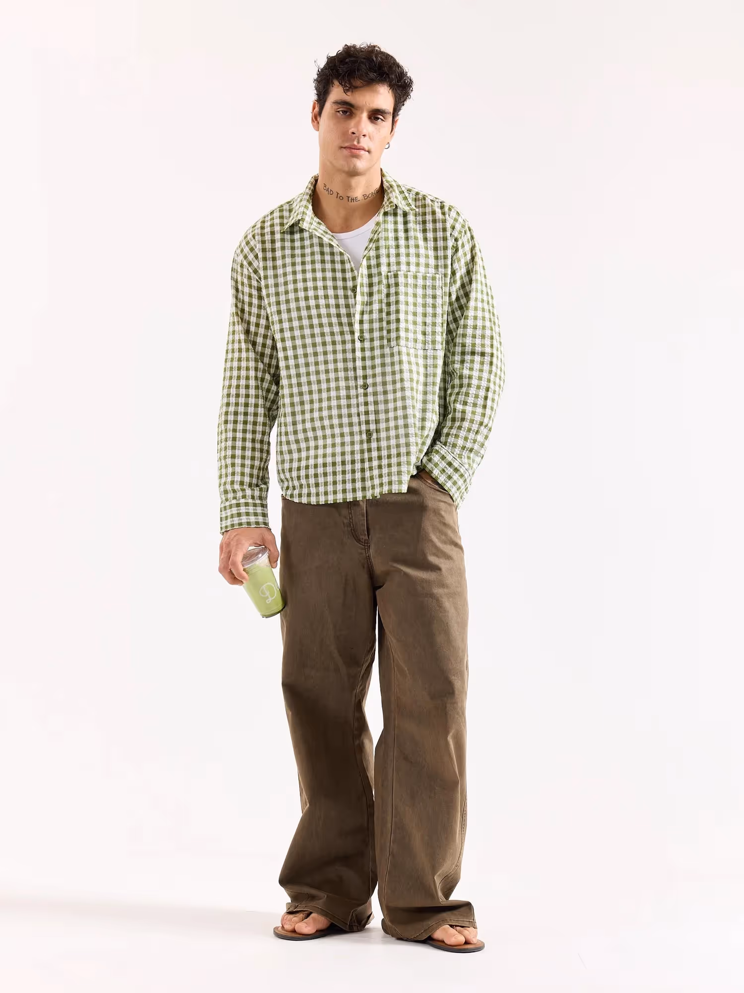 Matcha Seersucker Oversized Shirt image 1