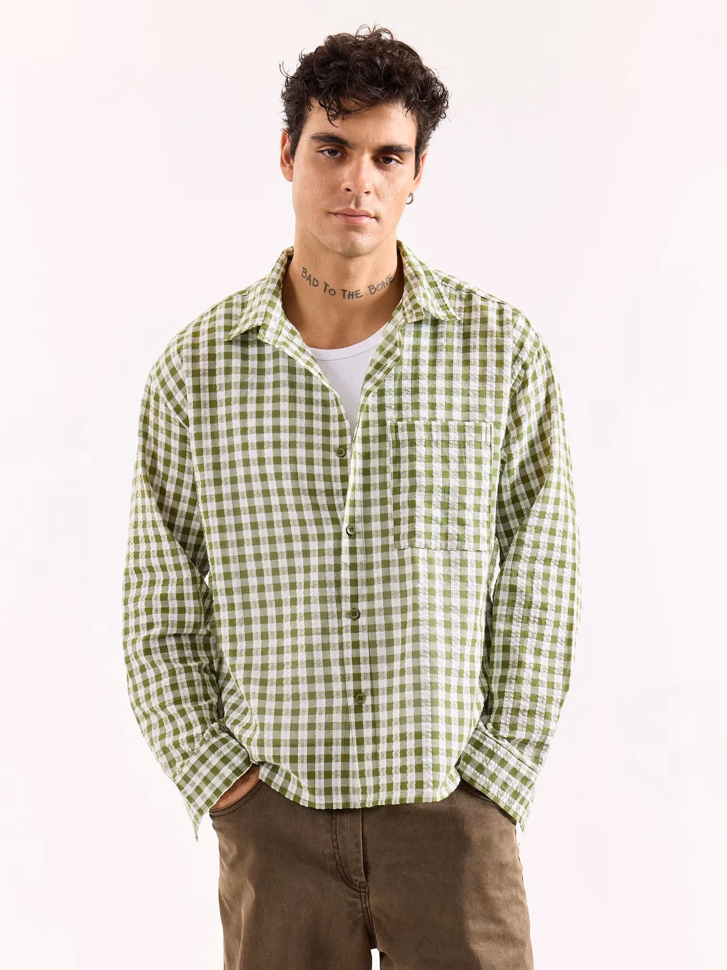 Matcha Seersucker Oversized Shirt  image 3