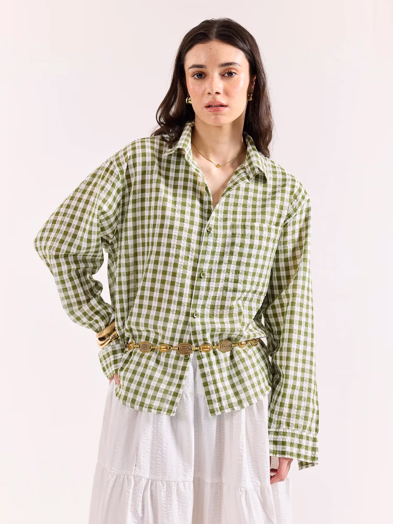 Matcha Seersucker Oversized Shirt  image 4