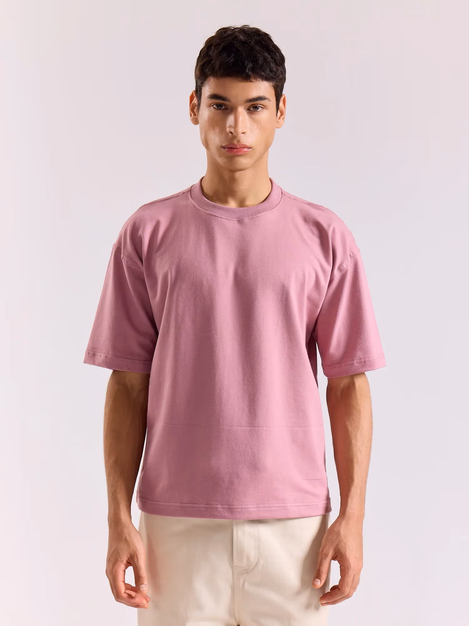 Mauve Loose Fit Cropped T-Shirt image 3