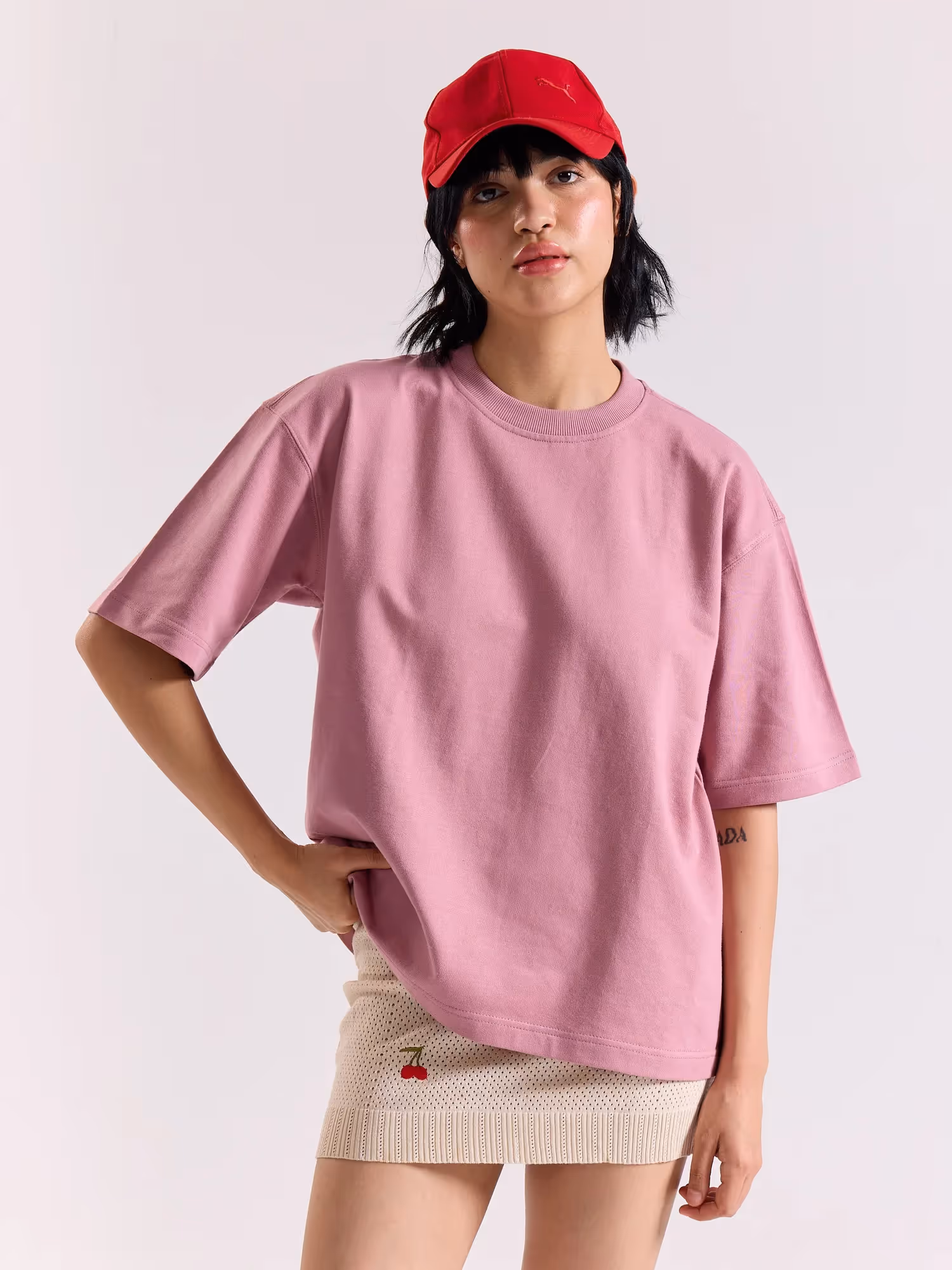 Mauve Loose Fit Cropped T-Shirt image 4