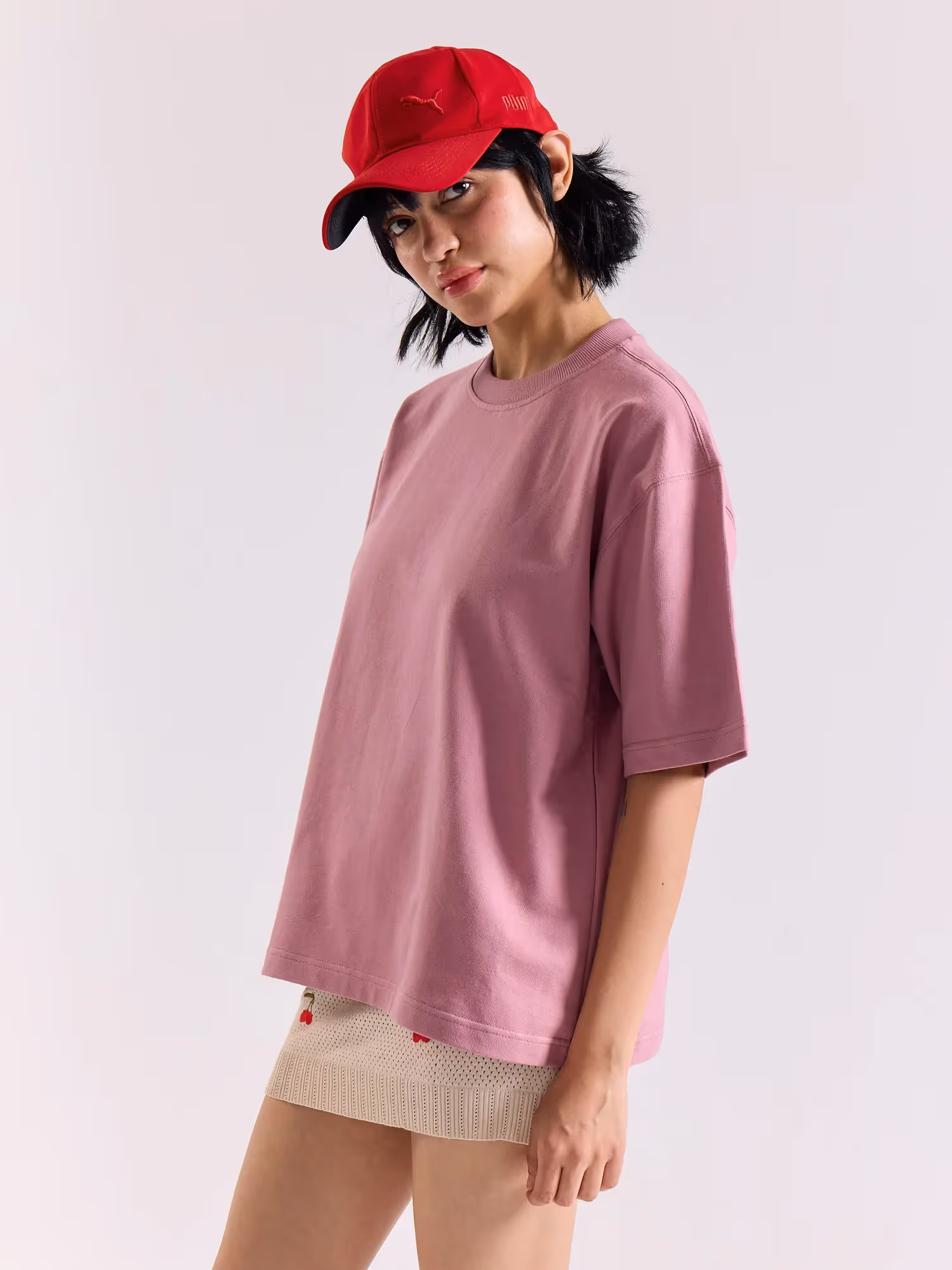 Mauve Loose Fit Cropped T-Shirt image 7